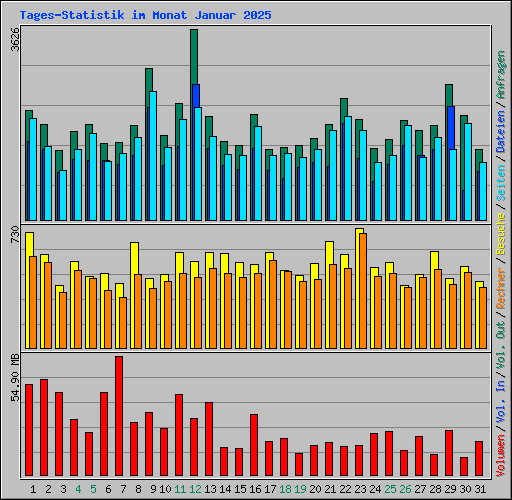 Tages-Statistik im Monat Januar 2025