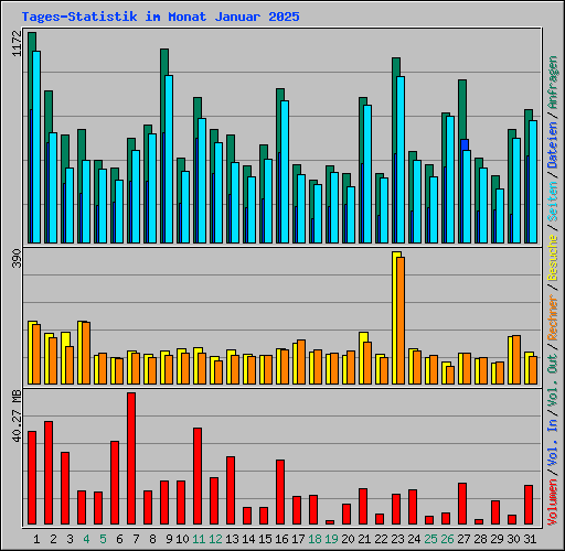 Tages-Statistik im Monat Januar 2025